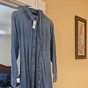 Lane bryant  long sleeve denim dress with  belt ( knee length) b